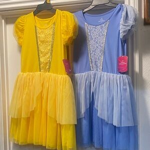 Disney Princess Kids Dress Set - Yellow and Blue Belle and Cinderella kids L